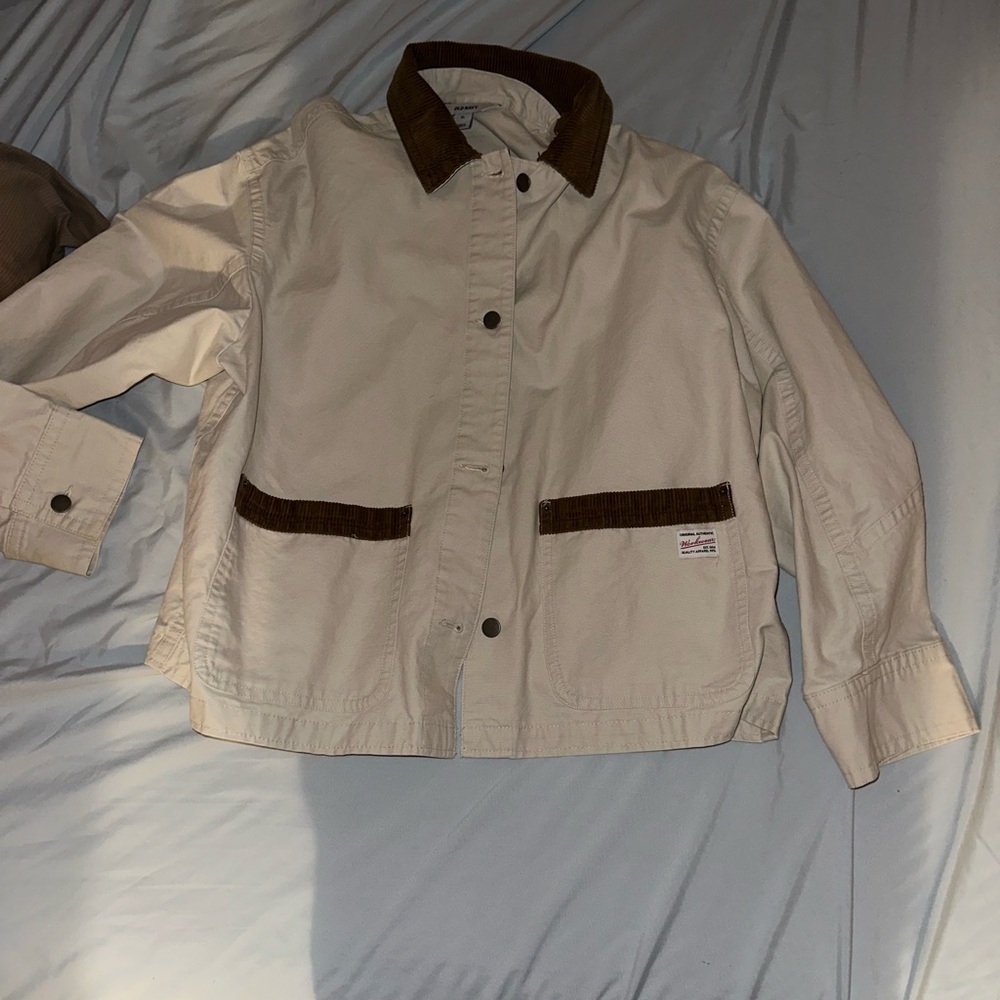 Old navy carpenter cream and brown jacket NWOT!!